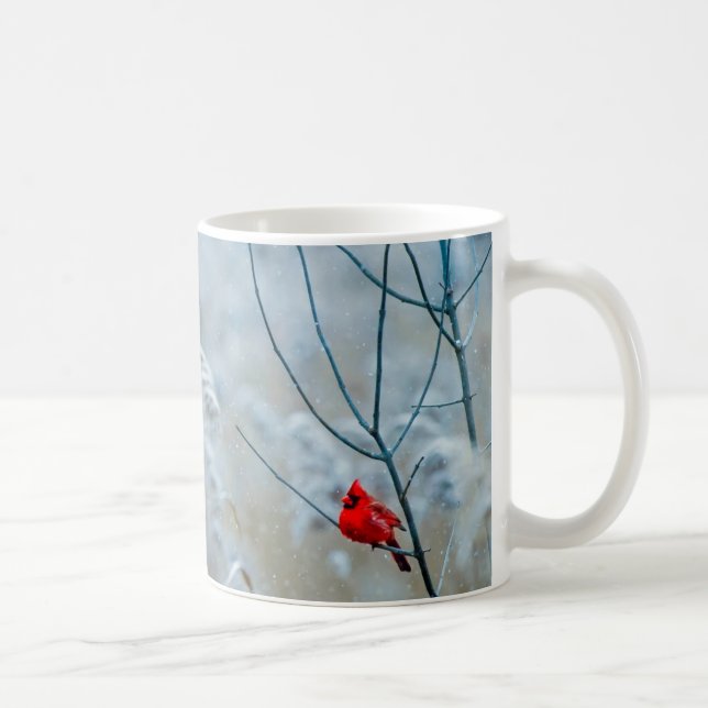 Mug Beau cardinal rouge dans la neige (Droite)