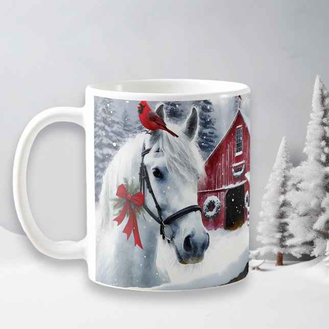 Mug Beau Cheval de Vacances avec Cardinal (Créateur téléchargé)