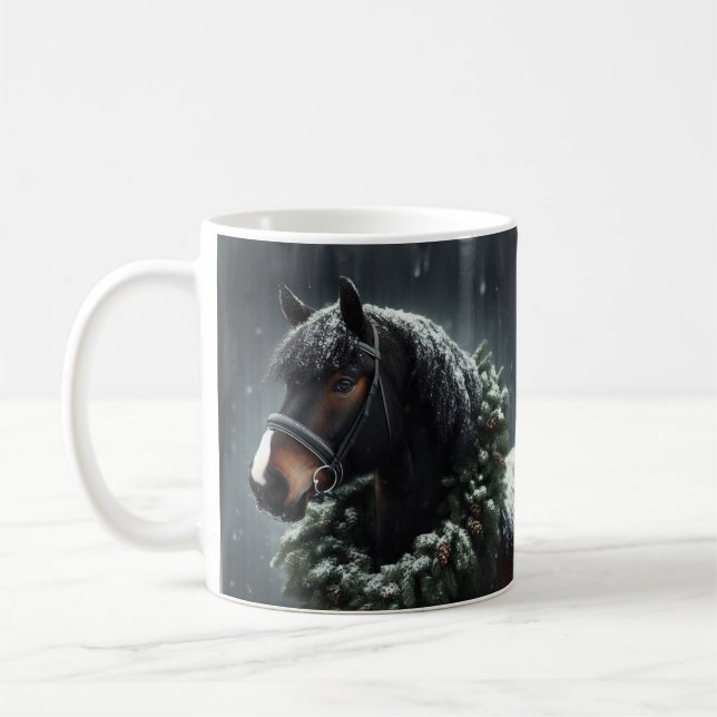 Mug Beau Cheval Noir Equestre Animal Amour (Gauche)