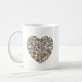 Mug Beau coeur de texture de marbre blanc et or