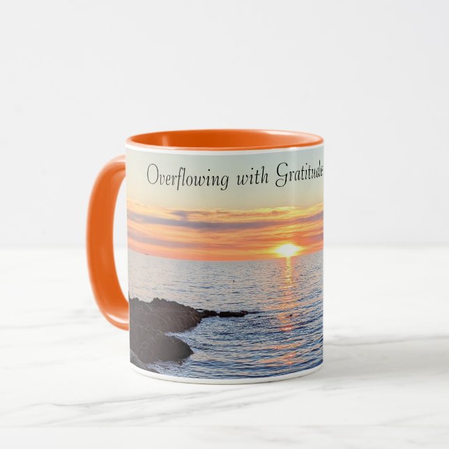 Mug Beau coucher de soleil doré sur la mer Gratitude O (Devant gauche)