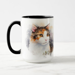MUG BEAU COULEUR D'EAU CALICO VISAGE CAT