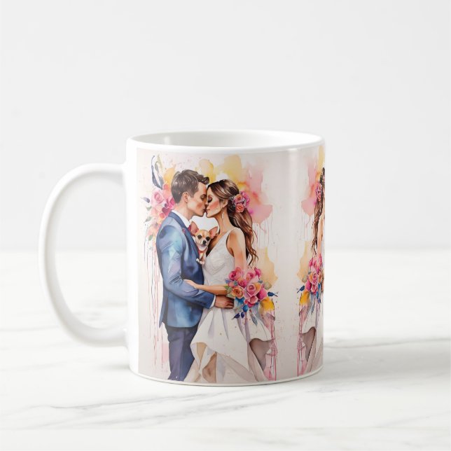 Mug Beau couple Mariage avec mignonne drôle (Gauche)