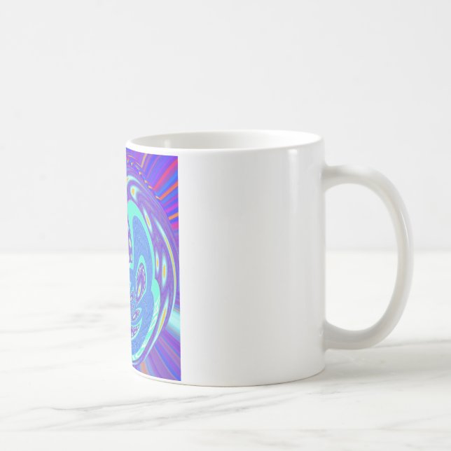 Mug Beau cyan bleu kaléidoscope vectoriel design (Droite)
