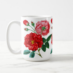 Mug Beau dessin rose, Fleurs florales rouges