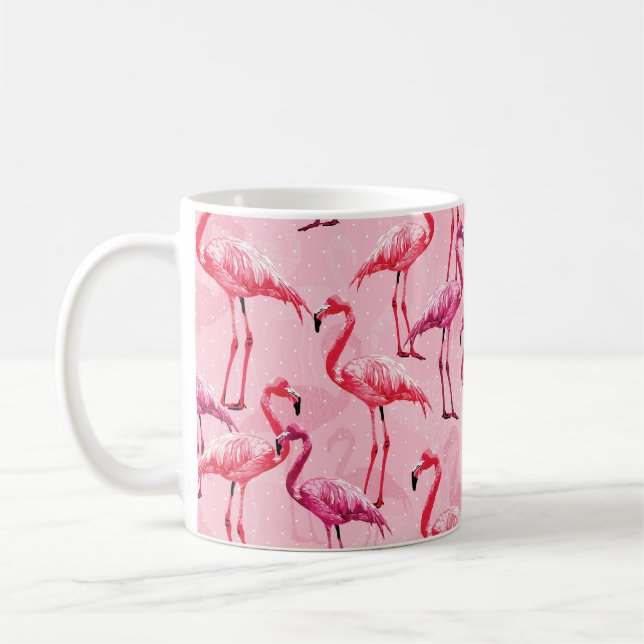 Mug Beau Flamant rose Oiseau rose Motif sans couture i (Gauche)