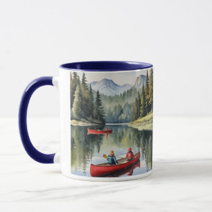 Mug Beau Lac paisible Canot en canot rouge