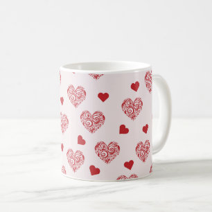 Mug beau motif aux coeurs rouges