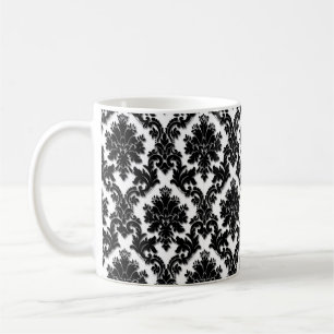 Mug Beau motif noir et blanc de damassé