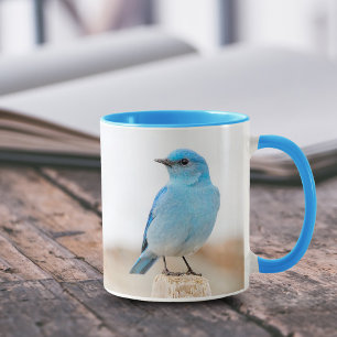 Mug Beau oiseau bleu de montagne sur la plage Stump