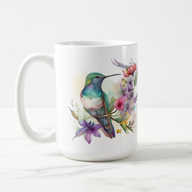 Mug Beau Oiseau et Fleurs de Humming (Gauche)