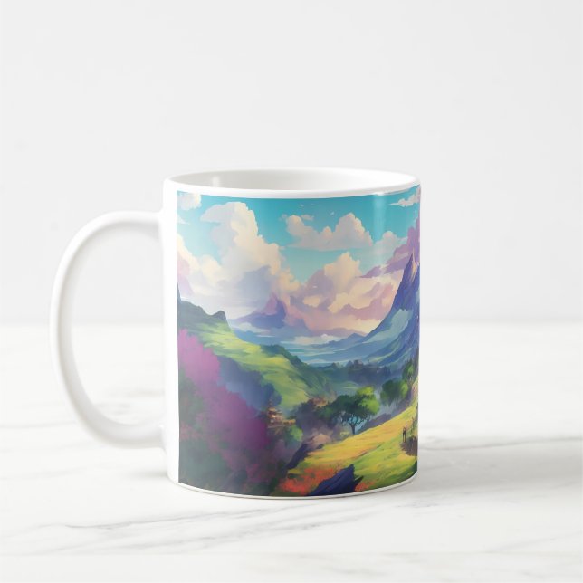 Mug Beau paysage de dessins animés (Gauche)
