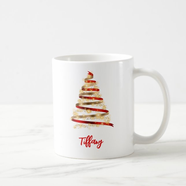Mug Beau sapin de Noël rouge et or (Droite)
