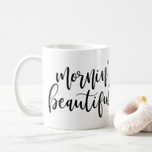 Mug Beau script manuscrit noir de Mornin