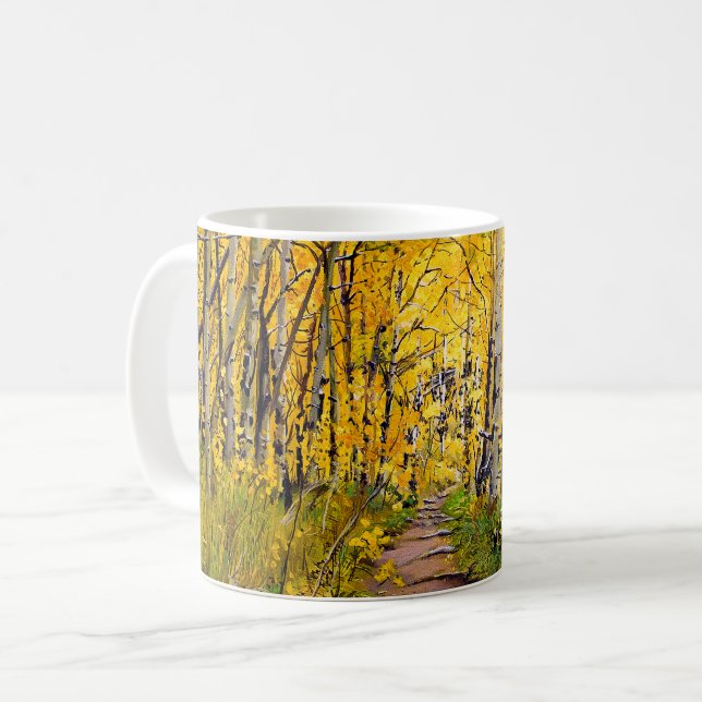 Mug Beau sentier Pittoresque d'automne à Aspen Tree Gr (Devant gauche)
