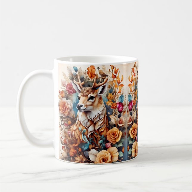 Mug Beau Stag au milieu des fleurs (Gauche)