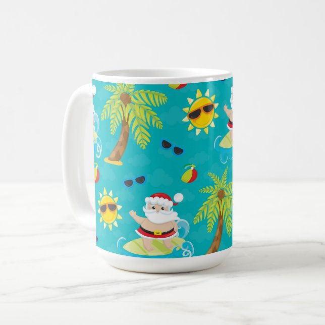 MUG BEAU SURF D'ÉTÉ NOËL SANTA CLAUS (Devant gauche)