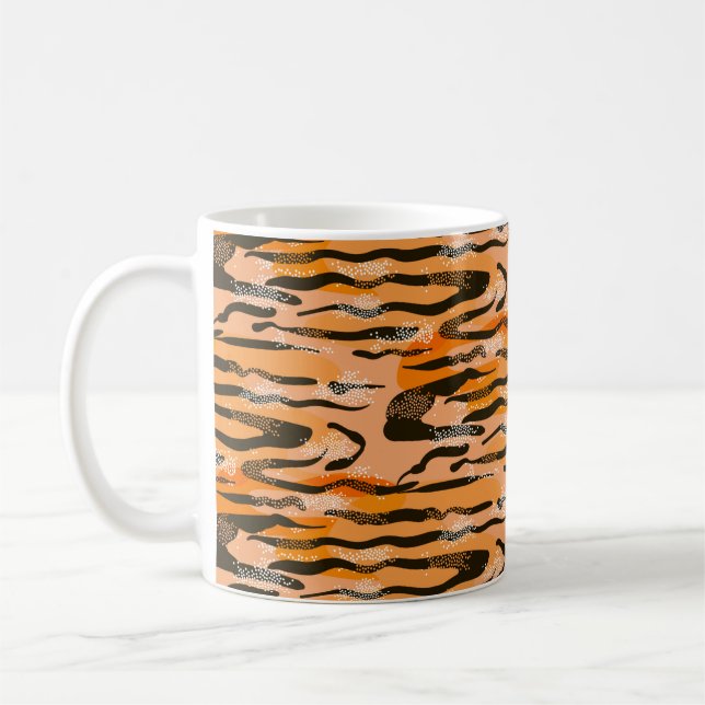 Mug Beau tigre transparent motif, couleur pêche (Gauche)