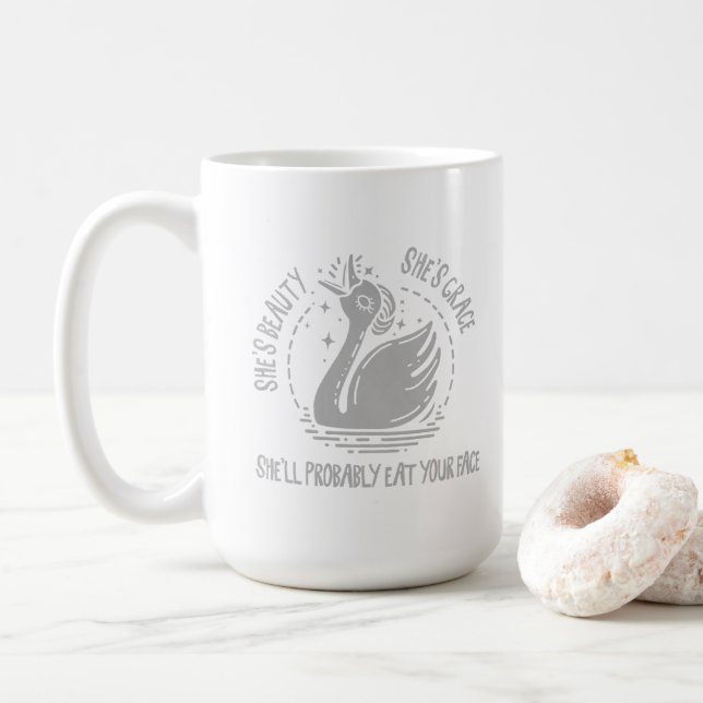 Mug Beauté Elle est Grace Funny Sarcastic Swan (Avec donut)