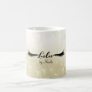 Mug Beauté personnalisée par charme d'or de cils de