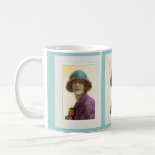 Mug Beauté victorienne en robe turquoise violet casque