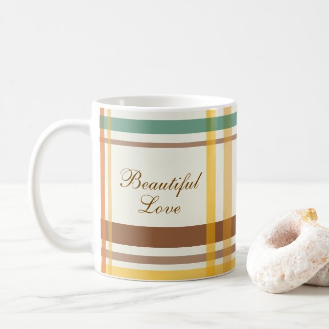 Mug Beautiful Love Cozy Tartan Plaid (Avec donut)
