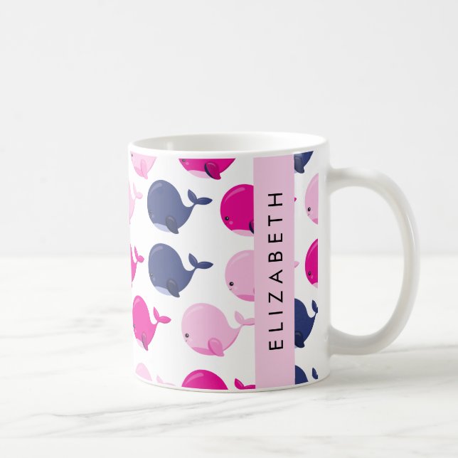 Mug Beaux Baleines, Motif De Baleines, Votre Nom (Droite)