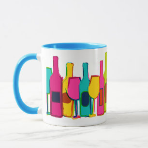 Mug Beaux bouteilles de vin colorées motif