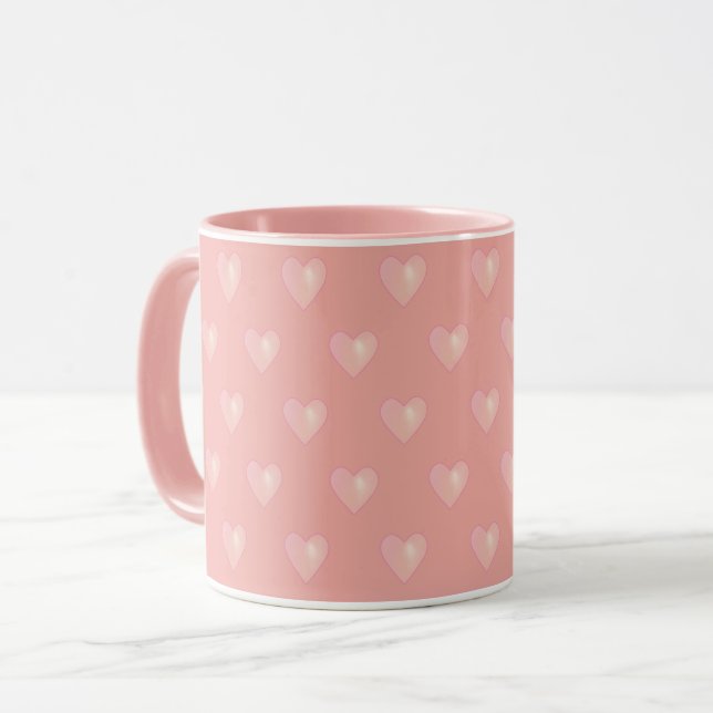 Mug Beaux Coeurs roses sur Rose (Devant gauche)