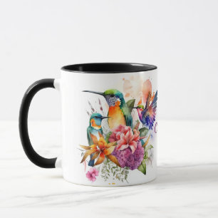 Mug Beaux Oiseaux de Humming en Fleurs