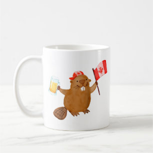 Mug Beaver Holding Canada Drapeau Beer Raglan Baseball