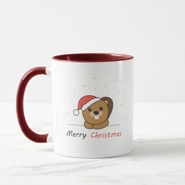 Mug Beaver Noël Neige Hiver Animaux Castor (Gauche)