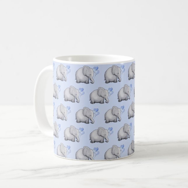 Mug Bébé bleu mou Eléphants Motifs Enfants (Devant gauche)