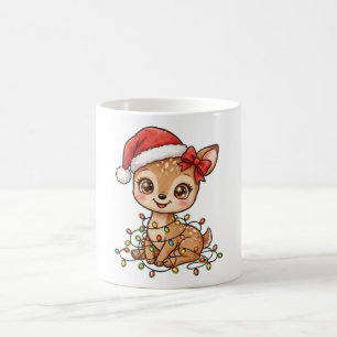Mug Bébé Cerf Mignon Chapeau de Père Noël Lumières