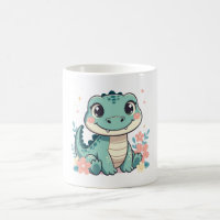 Bébé crocodile mignon avec jardin floral