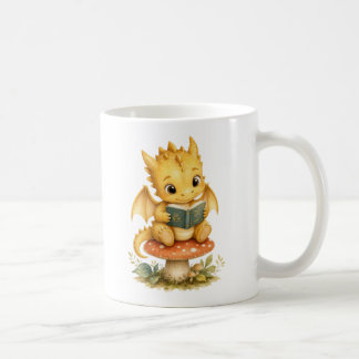 Mug Bébé dragon mignon lisant un livre d'histoires en