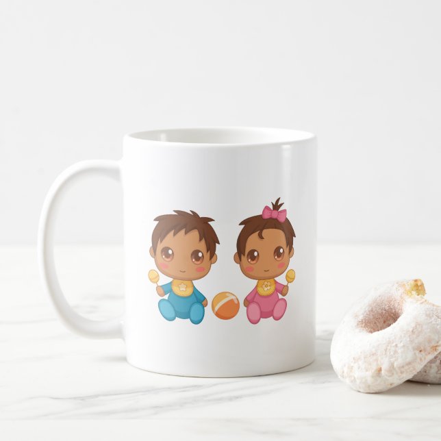 Mug Bébé jumeaux garçon et fille (Avec donut)