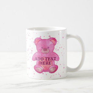Mug Bébé mignon Ours En Rose Texte Personnalisé