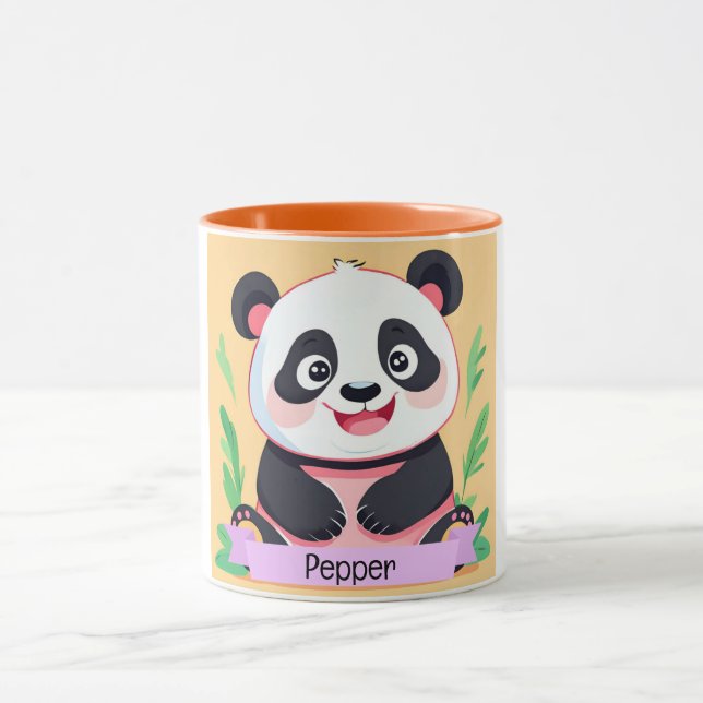 Mug Bébé mignon Panda Nom personnalisé (Centre)