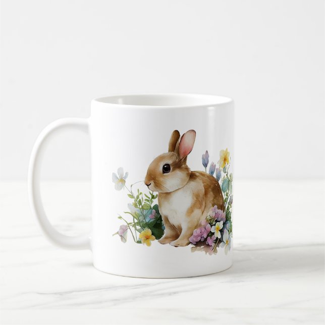Mug Bébé mignon (petites oreilles) avec fleurs (Gauche)