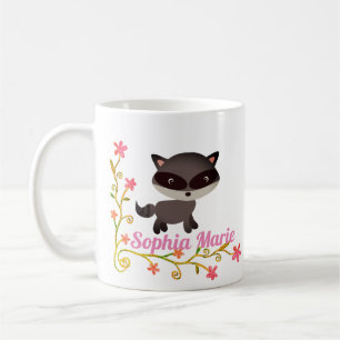 Mug Bébé mignon Raccoon avec fleurs