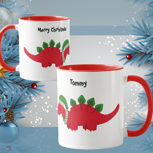 Mug Bébé mignon Stegosaurus avec Casquette de Noël col (Créateur téléchargé)