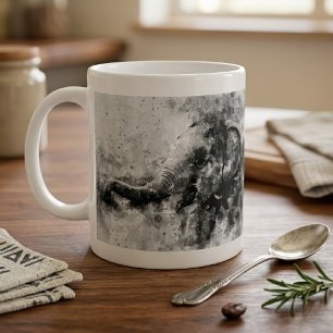 Mug Bébé mou Eléphant Noir et Blanc Aquarelle