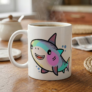 Mug Bébé requin Kawaii adorable avec des pastels arc-e