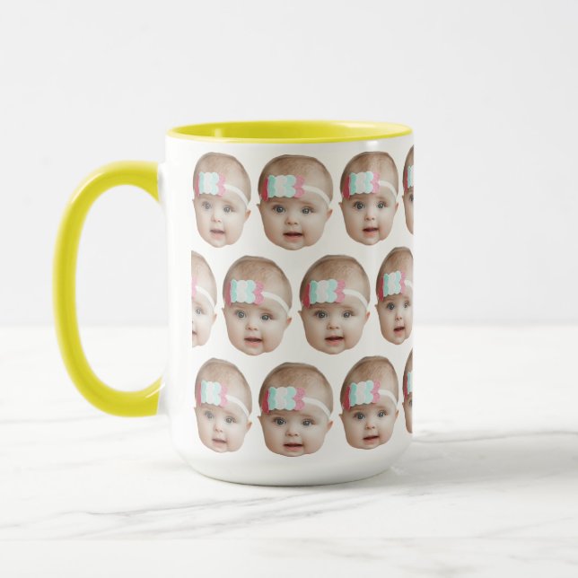 Mug Bébé Visage Père, Fête des Mères Cadeau Drôle cade (Gauche)