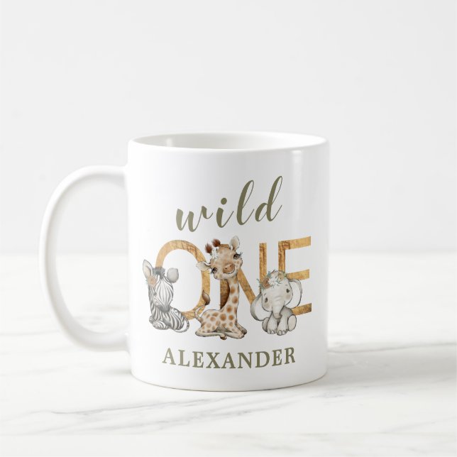 Mug Bébés mignons animaux sauvages d'un safari anniver (Gauche)