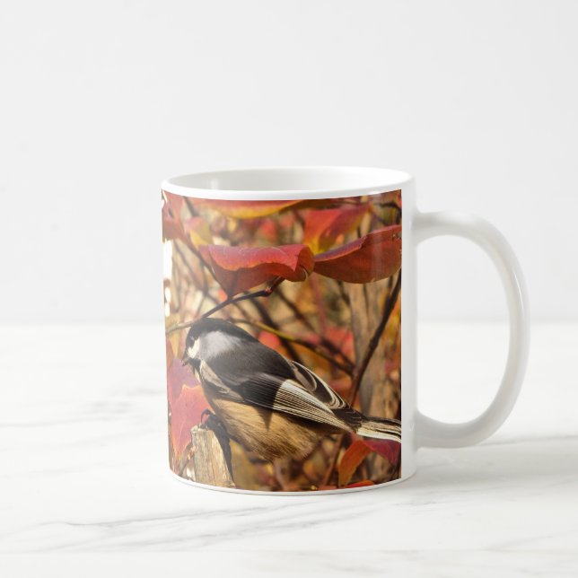 Mug Bécasseau en feuilles d'automne roses et rouges (Droite)