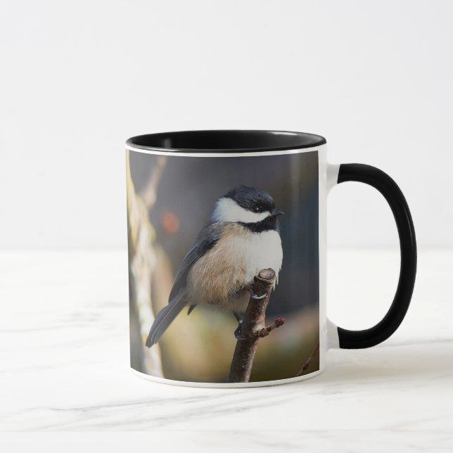 Mug Bécasseau mignon à carreaux noirs sur la branche (Droite)