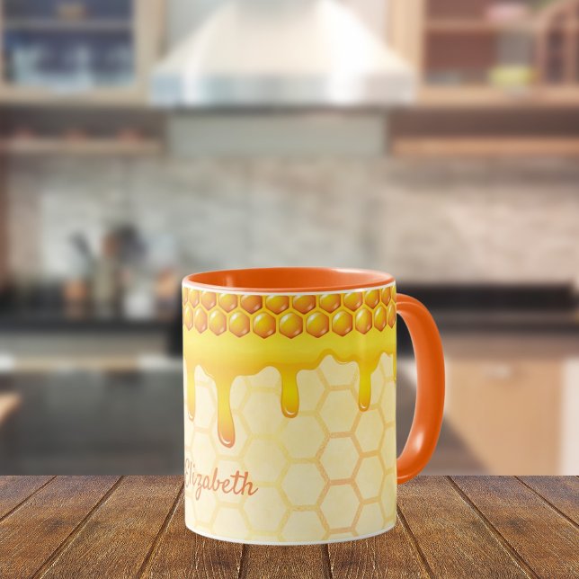 Mug Bee miel nid d'abeille goutte de miel Nom jaune (Créateur téléchargé)