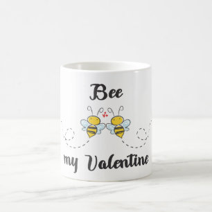Mug "Bee my Valentine" jeu de mots avec des abeilles m